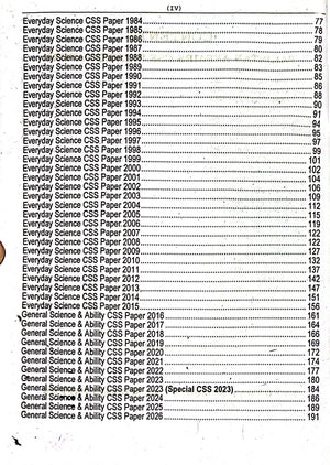 List of 'Everyday Science CSS Paper' with years from 1984 to 2026 on a white background.
CSS Compulsory Subjects Solved Past Papers (1981–2026) – 46 Years MCQs with Explanations