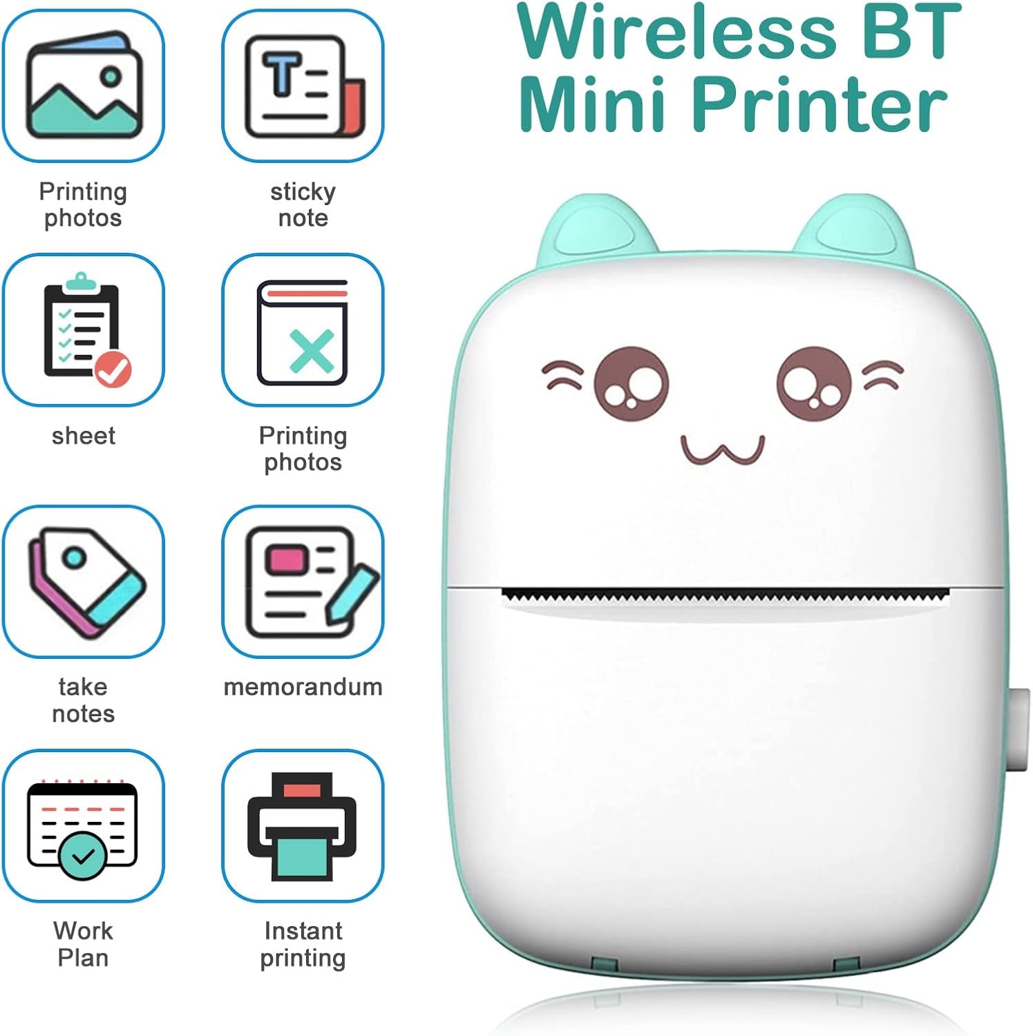 Mini Portable Bluetooth Thermal Printer  for Black and White Ink Less Printing