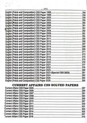 List of English Précis and Composition CSS Paper and Current Affairs CSS Solved Papers from 1998 to 2023.